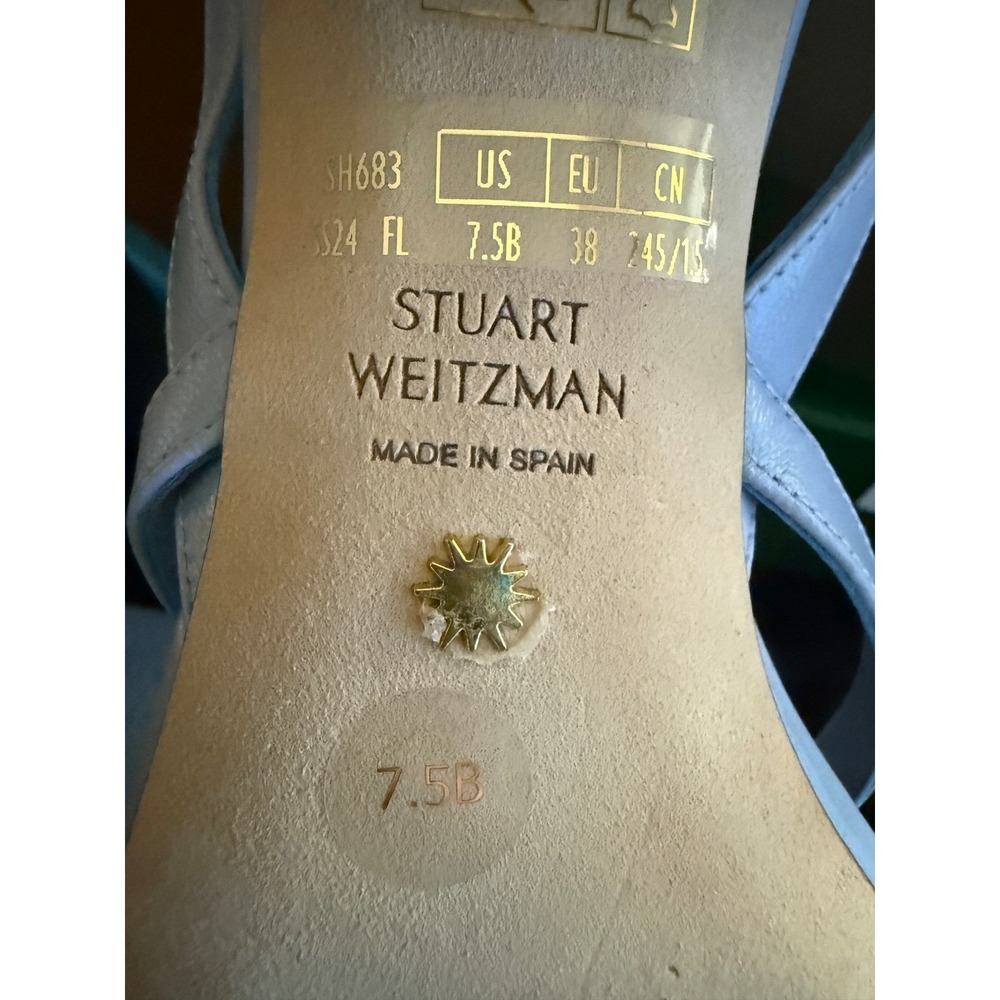 Stuart Weitzman Oasis Slingback Cielo Blue Leather‎ Womens 7.5 Leather Sandals - Picture 6 of 11